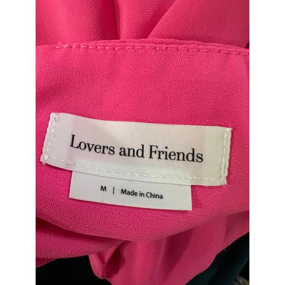 LOVERS + FRIENDS Revolve Teddy Mini Dress Bright Pink Barbie- Sz Medium - Picture 6 of 6